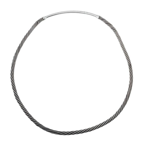 Vintage Twisted Sterling Silver 3.9mm Cable Collar Necklace 17" - Picture 1 of 5